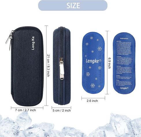 BOMKEE Insulin Cooler Travel Case, Diabetic Insulin Pen Carrying Case Portable Insulin Cooling Bag Organizer for Diabetic Supplies with 2 Ice Pack in Kuwait