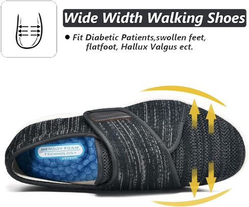W&LESVAGO Women's Wide Width Diabetic Walking Shoes with Adjustable Closures,Non-Slip Lightweight Sneakers with Classic Air Cushion for Diabetic Edema Plantar Fasciitis in Kuwait