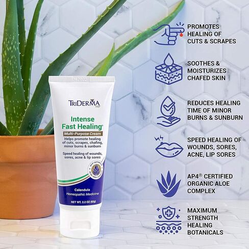 TriDerma Intense Fast Healing Multi-Purpose Cream for Cuts, Scrapes, Sores, Chafing, Minor Burns and Sunburn (2.2 oz Tube) in Saudi Arabia