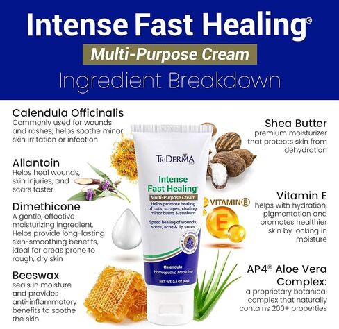TriDerma Intense Fast Healing Multi-Purpose Cream for Cuts, Scrapes, Sores, Chafing, Minor Burns and Sunburn (2.2 oz Tube) in Saudi Arabia