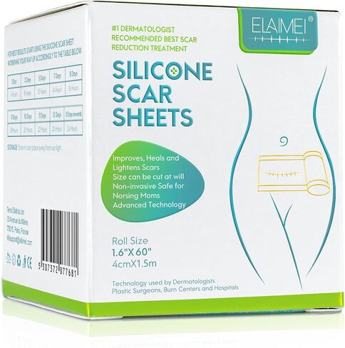 KUREWO Silicone Scar Tape Scar Sheet - Upgrade Professional Medical Scar Removal Treatment, Non irritating, Reusable, Painless for C-Section, Surgical Scars, Burn, Keloid, Acne et in Saudi Arabia