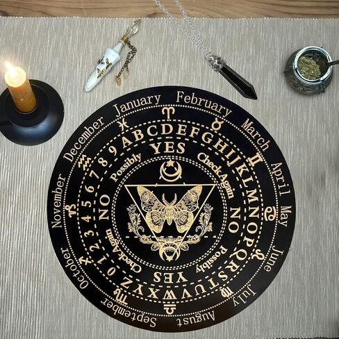 Golgner 9.8in Butterfly Wooden Pendulum Board Dowsing Divination with Crystal Dowsing Pendulum Necklace, Metaphysical Message Board, Wooden Carven Board, Witchcraft Wiccan Altar Supplies Kit in Saudi Arabia