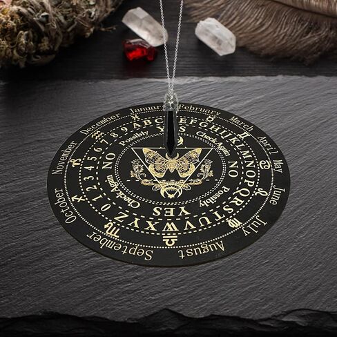 Golgner 9.8in Butterfly Wooden Pendulum Board Dowsing Divination with Crystal Dowsing Pendulum Necklace, Metaphysical Message Board, Wooden Carven Board, Witchcraft Wiccan Altar Supplies Kit in Saudi Arabia