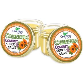 Calendula Comfrey Super Salve من Creation Farm، بلسم عشبي، مرطب، ومرهم بدون الغلوتين أو الصويا أو الكائنات المعدلة وراثيًا أو البارابين، صنع في الولايات المتحدة الأمريكية يريح الأكزيما والصدفية in Kuwait