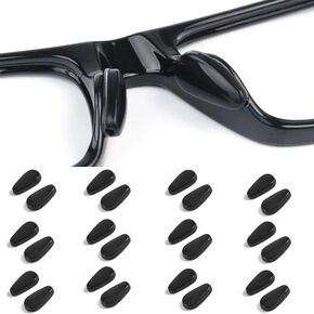 Eyeglass Nose Pads Soft Silicone Adhesive Nose Pads for Glasses Anti-Slip Heighten Air Chamber Nose Pads for Full Plastic Frames 12 Pairs Black