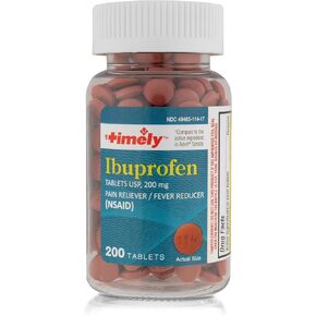 Timely - Ibuprofen 200mg - 200 Tablets - Compared to Advil Tablets - Pain Relief Tablets and Fever Reducer for Adults - for Headache Relief, Menstrual Pain, Tooth and Muscular Aches