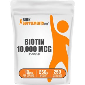 BulkSupplements.com Biotin 10000mcg Powder - Biotin Powder, Biotin Vitamins for Hair, Skin and Nails - as Vitamin B7, Gluten Free, 1000mg per Serving (10mg Biotin), 500g (1.1 lbs) (Pack of 1)