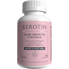 Kerotin Hair Growth Vitamins, Biotin Supplement, DHT Blocker, Collagen Stimulator, for Hair Loss Support, Nail & Skin Care, Includes Saw Palmetto, Vitamin D3 & More - 60 Pills (1 Month Supply) in Saudi Arabia