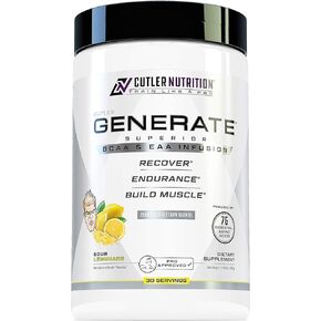Generate EAA and BCAA Powder: Best Post Workout Recovery Drink and Branched Chain Amino Acids Supplement with Essential Amino Acids, 5g BCAAs, 2g EAAs | BlackBerry Lemonade, 30 Servings