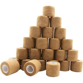 Self Adhesive Cohesive Bandage Wrap Beige 6 Count 2" x 5 Yards, First Aid Elastic Vet Wrap, Self Sticking Bandage Wrap, Medical & Sports Wrap Self-adhering for Wound Care