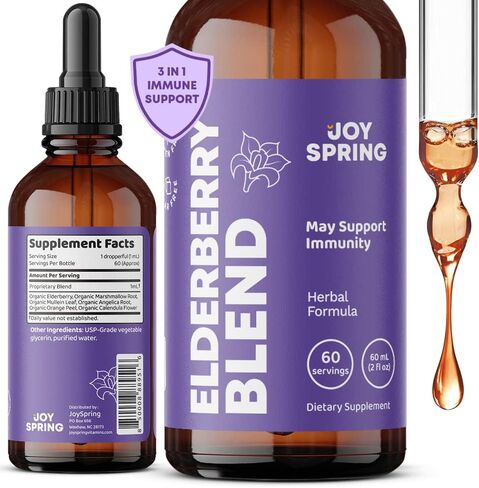 شراب البيلسان من JoySpring للأطفال - دعم المناعة بفيتامين C والزنك والإشنسا - شراب الدربيري للأطفال - البيلسان الأسود، فيتامينات الأطفال الصغار - قطرات سائلة الدربيري - التوت البيلسان للأطفال الصغار in Kuwait