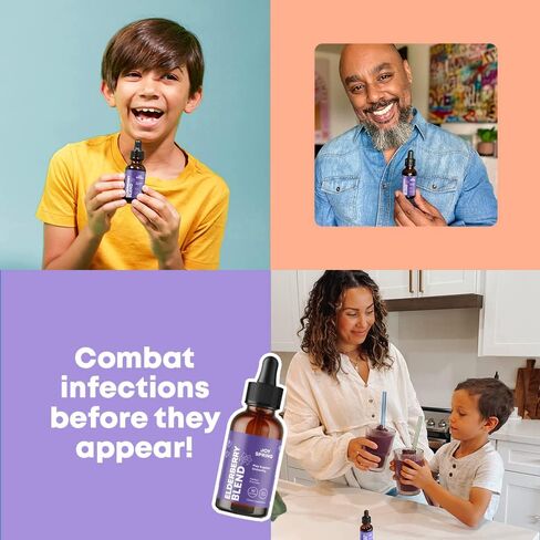 شراب البيلسان من JoySpring للأطفال - دعم المناعة بفيتامين C والزنك والإشنسا - شراب الدربيري للأطفال - البيلسان الأسود، فيتامينات الأطفال الصغار - قطرات سائلة الدربيري - التوت البيلسان للأطفال الصغار in Kuwait