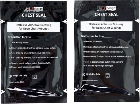 LINE2design Chest Seal - EMS Trauma Kits Emergency Medical Occlusive Chest Seal Dressing - First Aid Latex-Free Open Chest Wound First Responders Trauma Care Rescue Bandage - Pack of 2 in Saudi Arabia