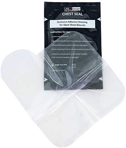 LINE2design Chest Seal - EMS Trauma Kits Emergency Medical Occlusive Chest Seal Dressing - First Aid Latex-Free Open Chest Wound First Responders Trauma Care Rescue Bandage - Pack of 2 in Saudi Arabia