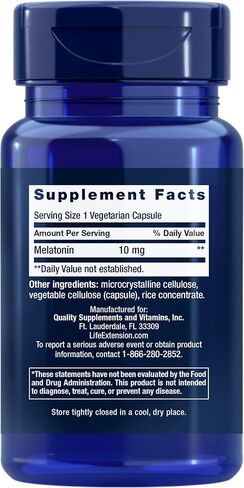 Life Extension Melatonin 10mg - من أجل نوم مريح وصحة المناعة وتوازن الهرمونات - مكمل الميلاتونين - 60 كبسولة نباتية in Saudi Arabia