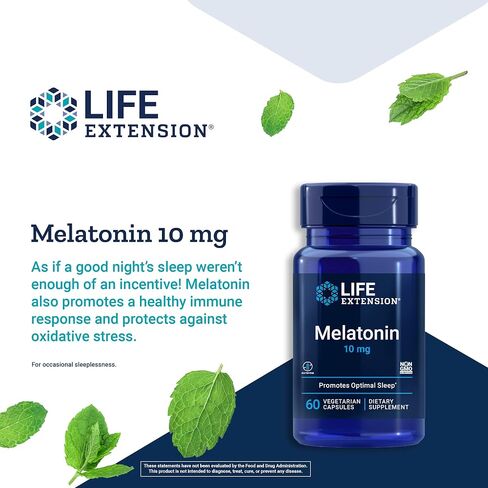 Life Extension Melatonin 10mg - من أجل نوم مريح وصحة المناعة وتوازن الهرمونات - مكمل الميلاتونين - 60 كبسولة نباتية in Saudi Arabia