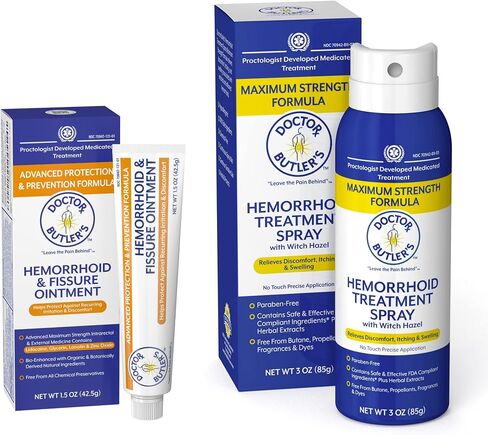 Doctor Butler's Advanced Hemorrhoid & Fissure Ointment – Lidocaine Hemorrhoid Treatment and Fissure Treatment Extra Strength Formula, Heals and Provides Fast Pain and Itch Relief* (1.5 oz.) in Kuwait