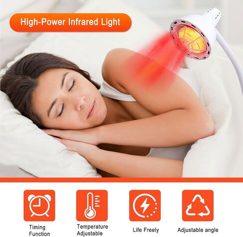 مصباح علاجي بالاشعة تحت الحمراء 275 واط مع حامل ذراع مرن وتحكم في الازالة لتخفيف الام المفاصل وآلام العضلات in Kuwait