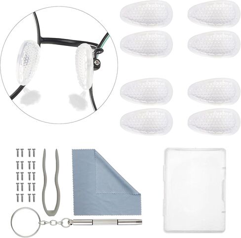 Eyeglasses Nose Pads,Omnful 10 Pairs Glasses Nose Pads Replacement Repair Tools Kit with Air Chamber Silicone Nose Pads,Nose Piece Screws,3 in 1 Mini Screwdriver for Eye Glasses and Sunglasses in Saudi Arabia