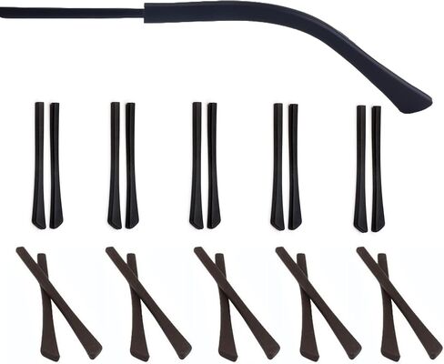 أطراف نهاية النظارات البديلة من UPIONIC، قطع جورب أذن من السيليكون مضادة للانزلاق وأكمام أنبوبية وأطراف معبد لأرجل النظارات المعدنية الرقيقة (أسود/أبيض، 10 أزواج) in Kuwait
