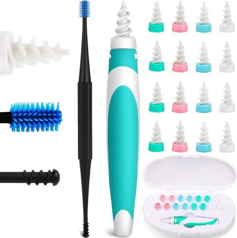 KDO Q-Grips Earwax Remover Silicone Ear-Wax-Removal-Tool Safe Soft Ear Cleaner Spiral Smart Earwax Removal Kit Reusable Q Grip Ear Wax Removal Kit 16 Tips Ear Wax Remover for Adults Kids Humans in Kuwait