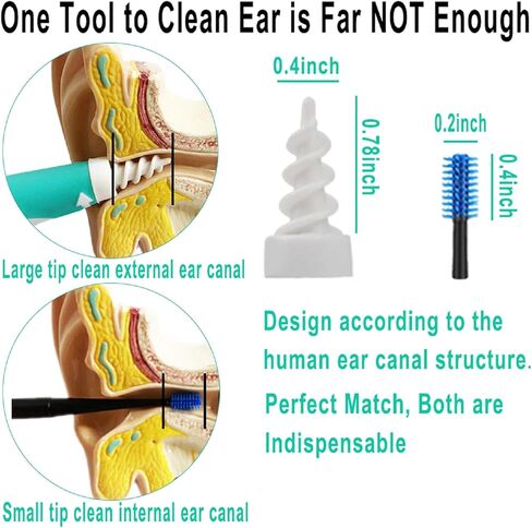 KDO Q-Grips Earwax Remover Silicone Ear-Wax-Removal-Tool Safe Soft Ear Cleaner Spiral Smart Earwax Removal Kit Reusable Q Grip Ear Wax Removal Kit 16 Tips Ear Wax Remover for Adults Kids Humans in Kuwait