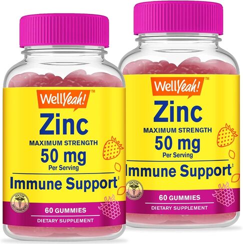 Zinc Gummies 50 mg - Supports Healthy Immune Function and Antioxidant Health - Natural Berry Flavor - Gluten-Free, GMO-Free - Chewable Gummy Dietary Supplement - 60 Gummies in Kuwait