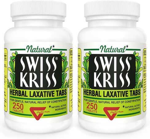 Swiss Kriss Herbal Laxative Tablets, Natural Laxatives for Constipation Relief, Senna Laxative, 250 tablets, (Pack of 2) in Kuwait