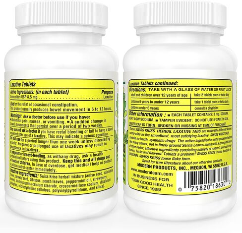 Swiss Kriss Herbal Laxative Tablets, Natural Laxatives for Constipation Relief, Senna Laxative, 250 tablets, (Pack of 2) in Kuwait