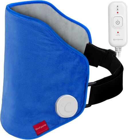 [Upgraded] Comfytemp Heating Pad for Back Pain Relief, Extra Large Electric Heated Back Wrap with Adjustable Strap, 3 Heat Settings with 2 Auto-Off, Machine-Washable, 21"x10" Inch (Blue) in Saudi Arabia