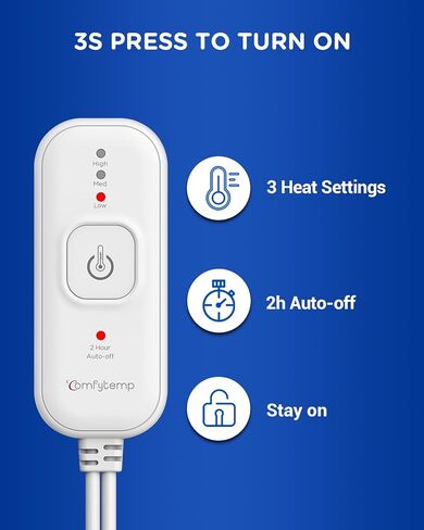 [Upgraded] Comfytemp Heating Pad for Back Pain Relief, Extra Large Electric Heated Back Wrap with Adjustable Strap, 3 Heat Settings with 2 Auto-Off, Machine-Washable, 21"x10" Inch (Blue) in Saudi Arabia