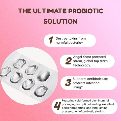 Probiotics for Digestive & Immune Health, Saccharomyces Boulardii Probiotic Capsules for Women & Men- 5 Billion CFUs - Gluten-Free - Non-GMO (30 Capsules, 30 Servings) in Kuwait