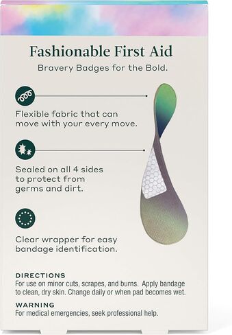 حزمة إعادة تعبئة ضمادات Welly - شارات شجاعة، ضمادات قماشية مرنة لاصقة، أشكال قياسية، أنماط صبغ ربطة عنق ملونة - 24 قطعة، 4 عبوات in Kuwait