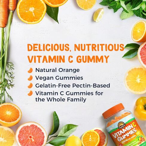 Vitalitown فيتامين C علكة نباتية 250 مجم، تدعم الدفاعات المناعية، صحة الجلد وامتصاص الحديد، نكهة البرتقال الطبيعية، لذيذة المضغ للأطفال والكبار in Kuwait