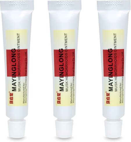 Mayinglong Musk Hemorrhoids Ointment Ointment - (US English Label) Helps Relieve Itching, Burning, Pain or Discomfort Fast, 0.35 Ounce (Pack of 3) in Saudi Arabia
