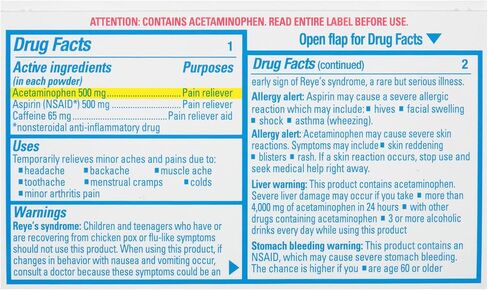 BC MAX Strength Fast Pain Relief Powder, Lemonade Flavor Aspirin 500mg and Acetaminophen 500mg Dissolve Packs, 4 Count, 6 Pack in Kuwait