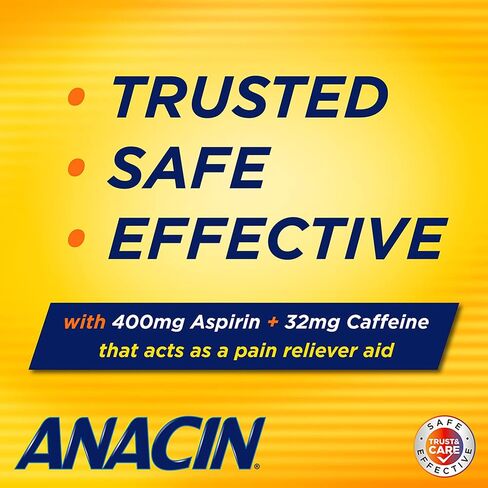 Anacin Fast Pain Relief, Aspirin + Caffeine Pain Reliever, 300 coated tablets in Saudi Arabia