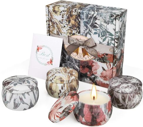 4 Pack Scented Candles Gifts for Women, 4.4 Ounce Christmas Gifts Large Tin Candles Soy Wax Aromatherapy Candles for Home Scented, Lavender Candle Set Gifts for Mom in Saudi Arabia