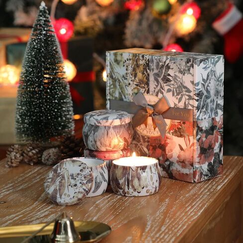 4 Pack Scented Candles Gifts for Women, 4.4 Ounce Christmas Gifts Large Tin Candles Soy Wax Aromatherapy Candles for Home Scented, Lavender Candle Set Gifts for Mom in Saudi Arabia