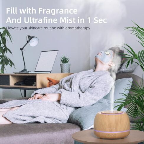 ASAKUKI Essential Oil Diffusers with 10Pcs*10ml Pure Essential Oil Gift Set, 5 in 1 Ultrasonic 300ML Aromatherapy Fragrant Oil Humidifier Vaporizer with Remote Control, Timer and Auto-Off-Yellow in Kuwait