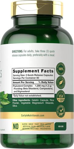 Carlyle Plant Sterols 1200 mg | 240 Ultra Potent Capsules | Non-GMO and Gluten Free Supplement | with Beta Sitosterol in Saudi Arabia