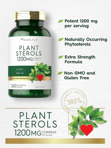 Carlyle Plant Sterols 1200 mg | 240 Ultra Potent Capsules | Non-GMO and Gluten Free Supplement | with Beta Sitosterol in Saudi Arabia