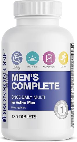 Bronson ONE Daily Men’s Complete Multivitamin Multimineral Once-Daily Multi for Active Men, 180 Tablets in Saudi Arabia