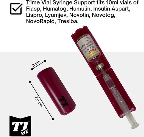 Vial Syringe Support for Omnipod users, Insulin transfer device for Type 1 Type 2 diabetes, Bottle Protector Case, Vial Holder (black) in Saudi Arabia