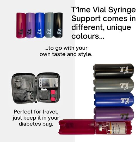 Vial Syringe Support for Omnipod users, Insulin transfer device for Type 1 Type 2 diabetes, Bottle Protector Case, Vial Holder (black) in Saudi Arabia