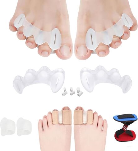 مجموعة مصحح ورم فواصل أصابع القدم من LOSKIA، فواصل أصابع القدم للرجال والنساء، أداة تمليس أصابع القدم الكبيرة - لأصابع القدم المطرقة، وأصابع القدم المتداخلة، والأورام (متوسطة) in Kuwait