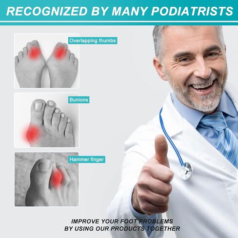مجموعة مصحح ورم فواصل أصابع القدم من LOSKIA، فواصل أصابع القدم للرجال والنساء، أداة تمليس أصابع القدم الكبيرة - لأصابع القدم المطرقة، وأصابع القدم المتداخلة، والأورام (متوسطة) in Kuwait