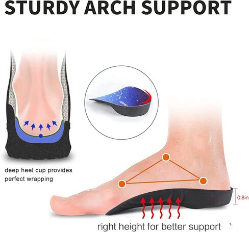Arch Support, 330+ lbs Plantar Fasciitis Insoles, 3/4 Length Orthotic Inserts for Women & Men Heel Pain, Flat Feet,Heavy Duty Strong Support Pain Relief for Walking Running Black Red in Saudi Arabia