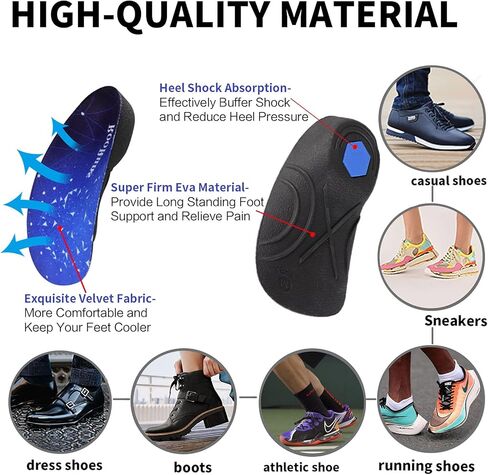 Arch Support, 330+ lbs Plantar Fasciitis Insoles, 3/4 Length Orthotic Inserts for Women & Men Heel Pain, Flat Feet,Heavy Duty Strong Support Pain Relief for Walking Running Black Red in Saudi Arabia