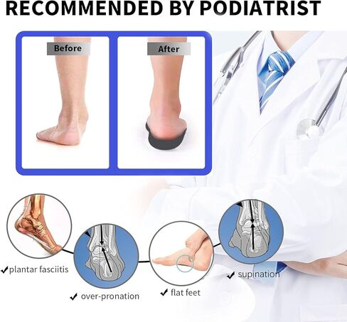 Arch Support, 330+ lbs Plantar Fasciitis Insoles, 3/4 Length Orthotic Inserts for Women & Men Heel Pain, Flat Feet,Heavy Duty Strong Support Pain Relief for Walking Running Black Red in Saudi Arabia
